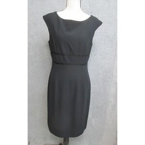 David Warren Dress Womens 6 Black Sleeveless Crochet Sheath Little Black Dress